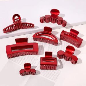 Solid red hair claw clips