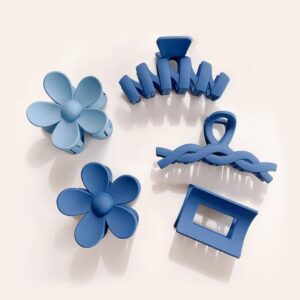 Solid blue hair claw clips