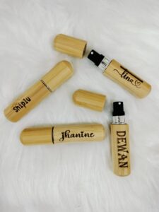 Personalized laser engraved wooden perfume atomizer with filled with 8ml perfume of your choice