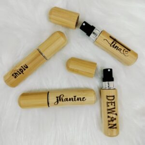 Personalized laser engraved wooden perfume atomizer with filled with 8ml perfume of your choice